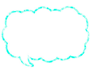 ステンドグラス風吹き出し　三角形模様　細長い雲形