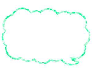 ステンドグラス風吹き出し　三角形模様　細長い雲形
