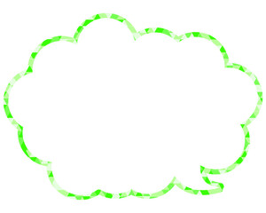 ステンドグラス風吹き出し　三角形模様　丸みのある雲形