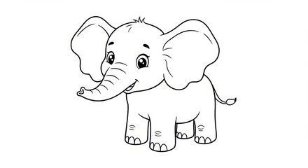 Fototapeta premium Cute Outline Cartoon Elephant
