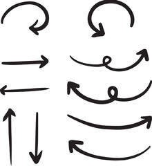 ベクターのペンの手書きの矢印セット 黒 矢印ハート装飾要素線画手描きスケッチ