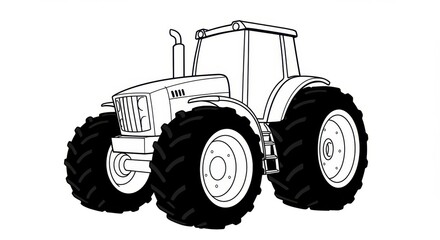 Obraz premium Cartoon Tractor with Big Wheels