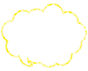 ステンドグラス風吹き出し　三角形模様　丸みのある雲形