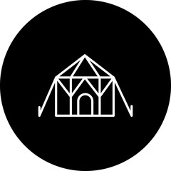 Tent  Vector Black Circle Icon Design
