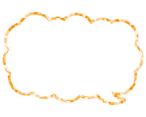 ステンドグラス風吹き出し　三角形模様　細長い雲形