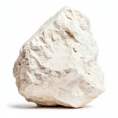A  white chalk stone displayed on a clean backdrop, showcasing its unique texture and simplicity.