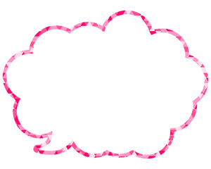 ステンドグラス風吹き出し　三角形模様　丸みのある雲形