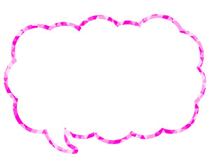 ステンドグラス風吹き出し　三角形模様　細長い雲形