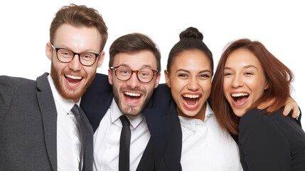 Fototapeta premium Business team celebrate their success transparent background
