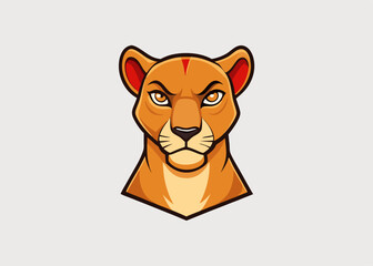 Fototapeta premium Majestic Lioness Portrait: A striking illustration of a lioness gazes confidently forward, exuding strength and regality.