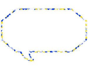 ステンドグラス風吹き出し　三角形模様　細長い八角形