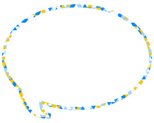 ステンドグラス風吹き出し　三角形模様　丸形