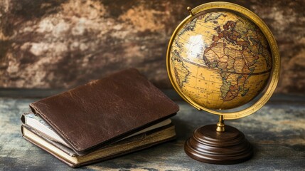 Passport next to a golden world globe, symbolizing global mobility and freedom