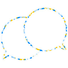 ステンドグラス風吹き出し　三角形模様　重なる会話