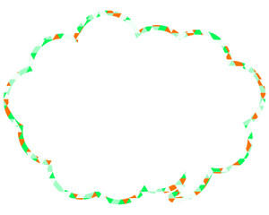 ステンドグラス風吹き出し　三角形模様　丸みのある雲形