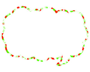 ステンドグラス風吹き出し　三角形模様　細長い雲形