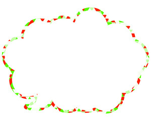 ステンドグラス風吹き出し　三角形模様　丸みのある雲形