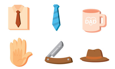 Flat dad icons set layout. Vector
