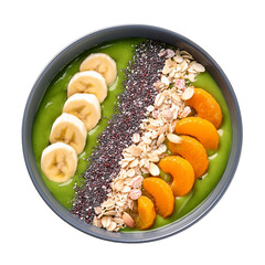 Smoothie bowl with fresh fruits on transparent background