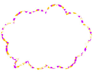 ステンドグラス風吹き出し　三角形模様　丸みのある雲形