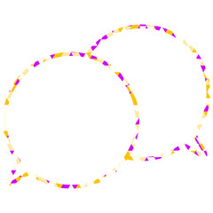 ステンドグラス風吹き出し　三角形模様　重なる会話