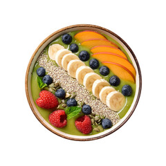 Smoothie bowl with fresh fruits on transparent background