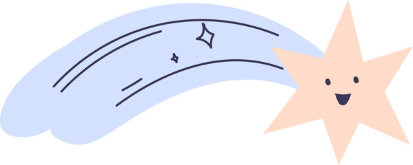 Smiling Star with Comet Trail