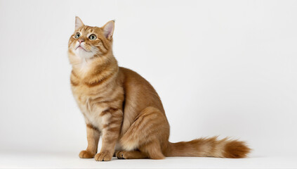 A ginger tabby cat isolated on a clean white background. Perfect for pet, animal, or isolated subject searches.