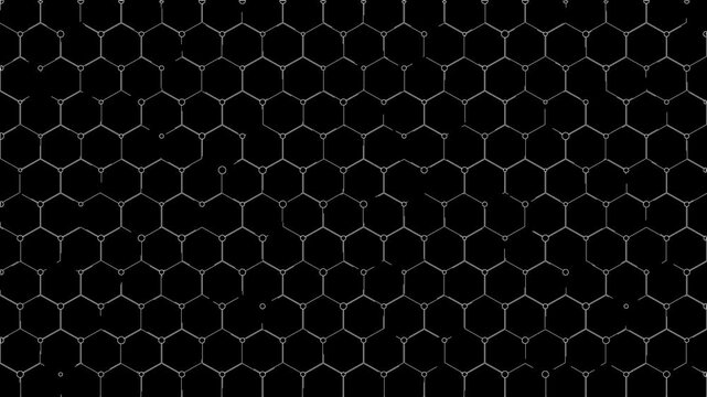 Animation pattern set, seamless 5-second loop, moving hexagon lines and dots, motion graphics collection for overlay and decorative purposes.