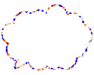 ステンドグラス風吹き出し　三角形模様　丸みのある雲形