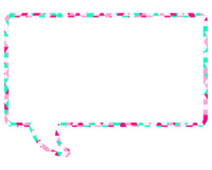 ステンドグラス風吹き出し　三角形模様　四角形