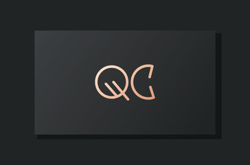 Abstract luxury initial letter  QC  logo.