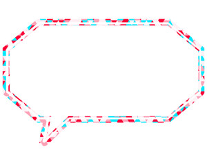 ステンドグラス風吹き出し　三角形模様　細長い八角形