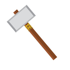 War hammer with silver head. Vector