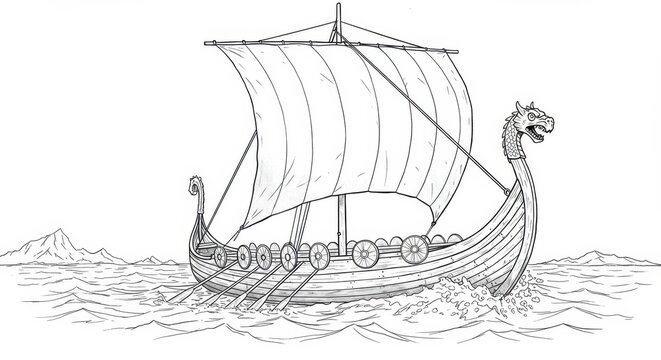 Viking Longship in Icy Waters