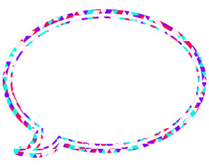 ステンドグラス風吹き出し　三角形模様　丸形