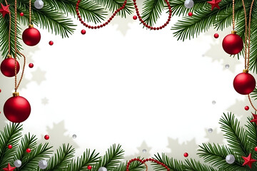 Tree backgrounds Christmas branch horizontal border background with green plant tree with ball

