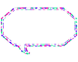 ステンドグラス風吹き出し　三角形模様　細長い八角形