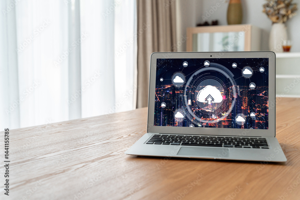 Poster cloud computing software for modish remote work and personal data storage
