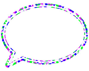 ステンドグラス風吹き出し　三角形模様　丸形