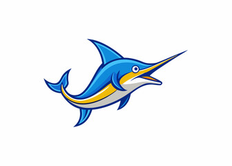 Obraz premium Blue Marlin: A stylized and energetic illustration of a sleek Blue Marlin, its vibrant colors and sharp features capturing the essence of marine life. 
