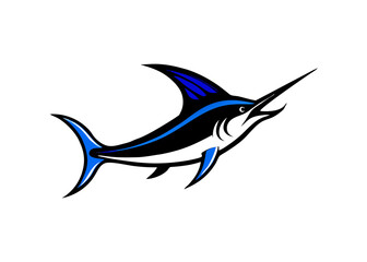 Obraz premium Ocean's Majestic Hunter: A striking, streamlined illustration of a marlin, showcasing its powerful form, sleek contours, and prominent bill, a true emblem of aquatic elegance.