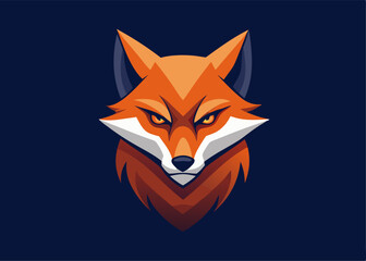 Obraz premium Foxy Emblem: A stylized illustration captures the essence of a cunning fox, rendered in bold hues of orange and navy, creating a dynamic emblem for various applications.