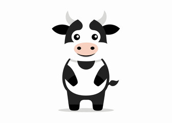 Naklejka premium Cute Cartoon Cow: A charming illustration of a happy cow with big eyes and a friendly smile. perfect for children's books, greeting cards, and other projects needing a cheerful farm animal.