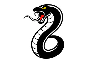 Fototapeta premium Serpentine Silhouette: A striking and minimalist depiction of a cobra, exuding both power and elegance through its bold curves and contrasting colors.