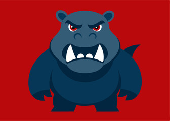 Fototapeta premium Menacing Creature in Vivid Color: A vibrant, graphic representation of a creature stands out against a bold red backdrop, evoking a sense of both intimidation and intrigue.