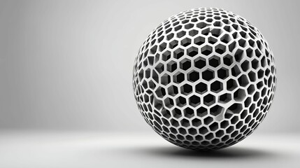 Abstract spherical form with hexagonal lattice structure.