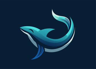 Obraz premium Whale Logo: A sleek illustration of a whale gracefully arched, forming a dynamic and engaging logo perfect for aquatic themes, conveying freedom and elegance.