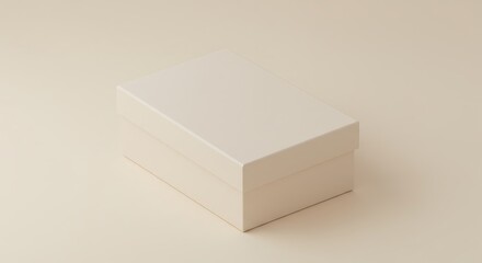 Elegant Cream Cardboard Box Mockup on Beige Background