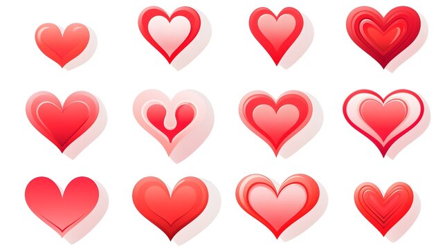 Vector Heart Icons Collection for Love Symbol Concept - Isolated Set of Valentin Design Elements on White Background - Alen 2